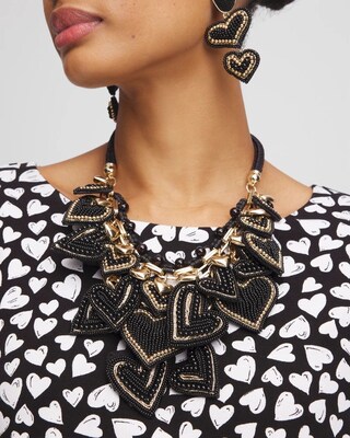 Seed-Bead Heart Collar Necklace