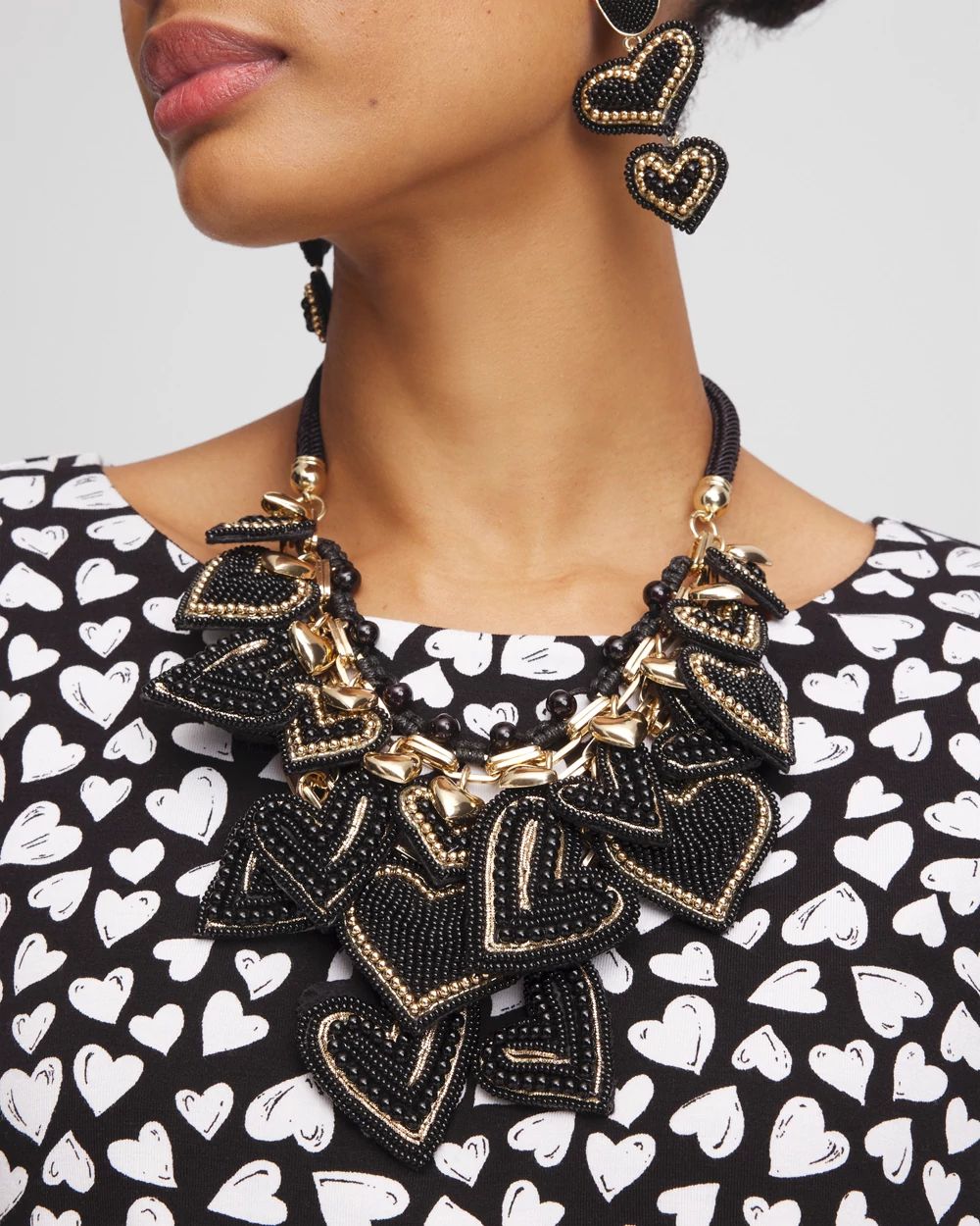 Seed-Bead Heart Collar Necklace