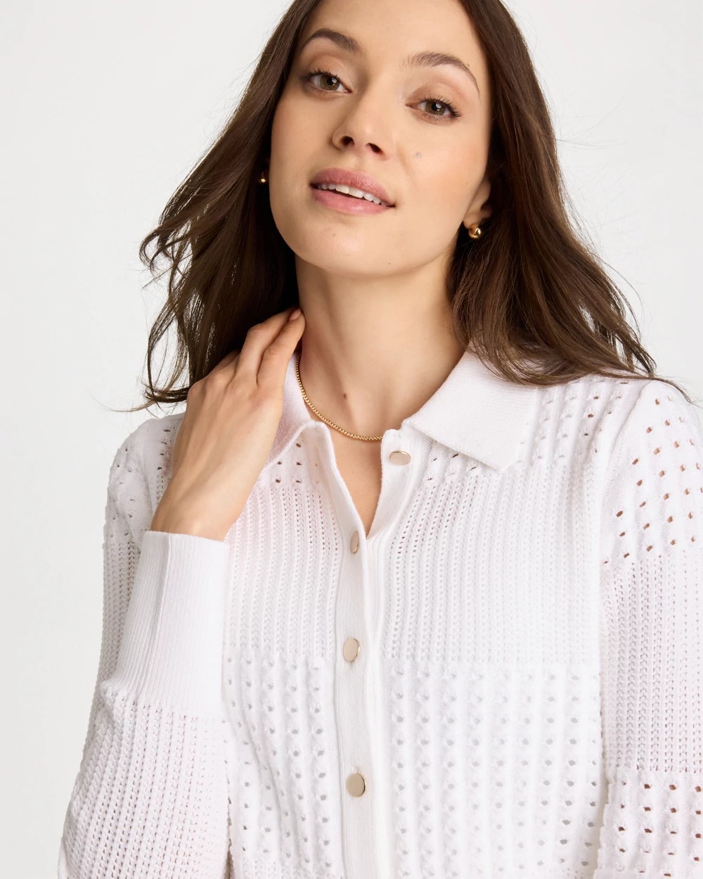 Textured Button-Front Cardigan