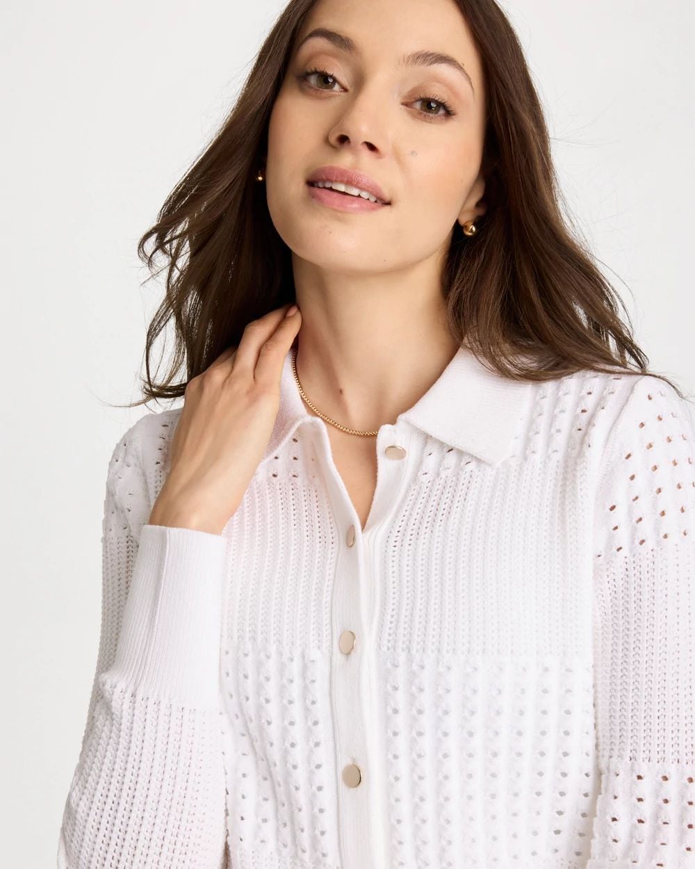 Textured Button-Front Cardigan