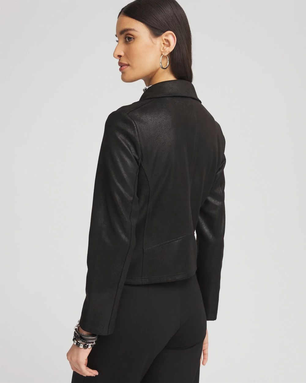 Stretch Faux Suede Moto Jacket