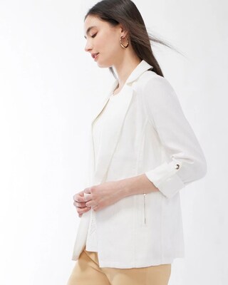 Linen-Blend Stretch Moto Jacket