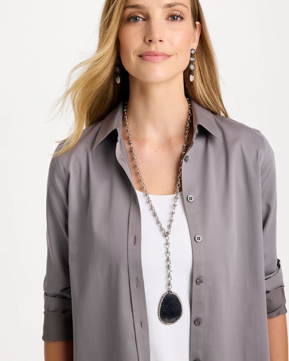 Y-Drop Resin Pendant Necklace click to view larger image.