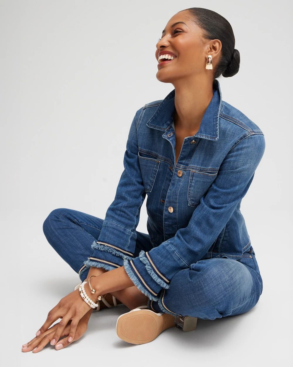 Double Fray Denim Jacket