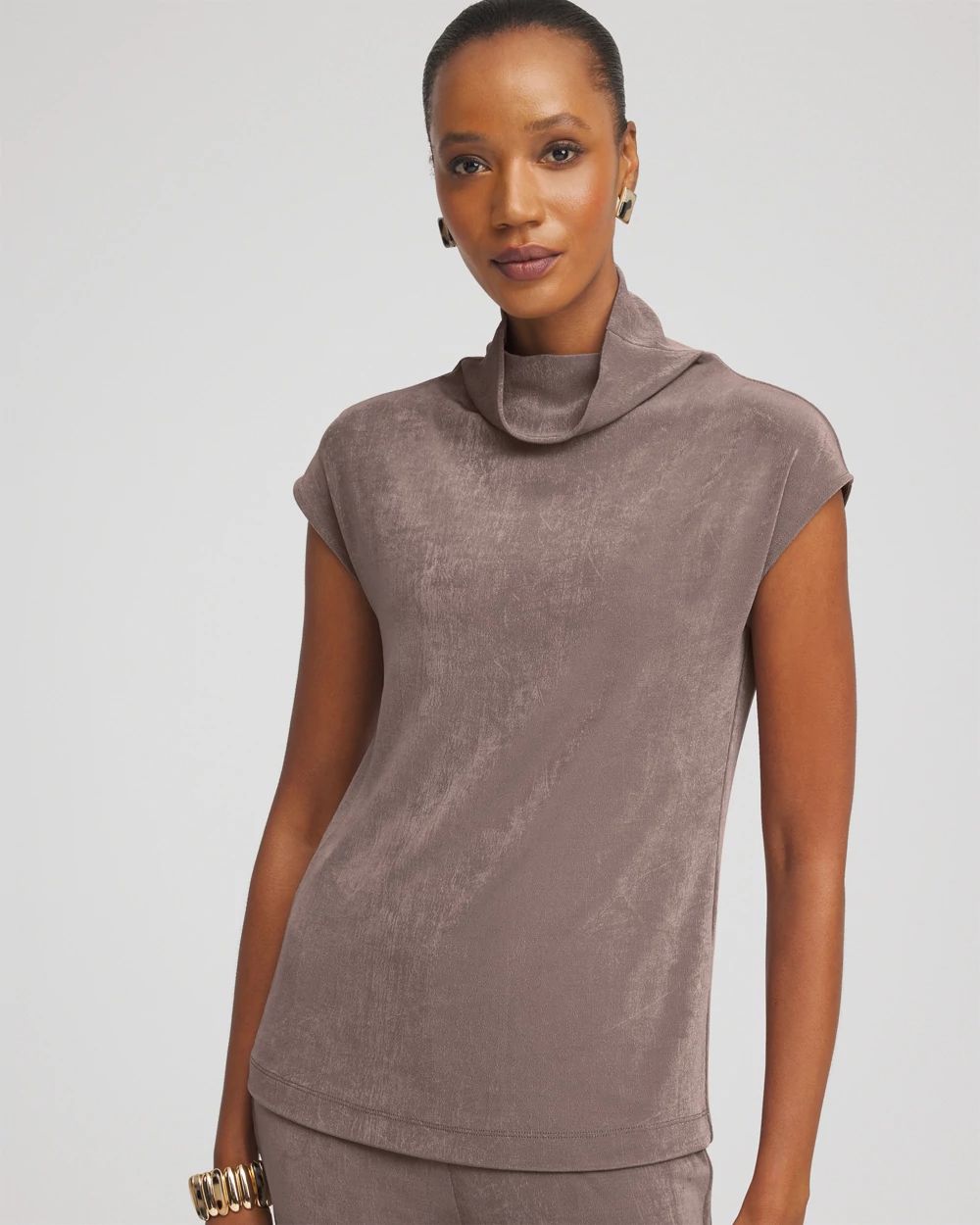 Travelers™ Mockneck Cap-Sleeve Top