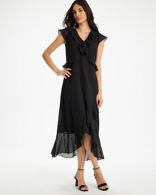 Floral Surplice Ruffled Dress