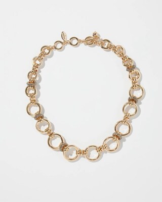 Gold Tone Links Bib Necklace