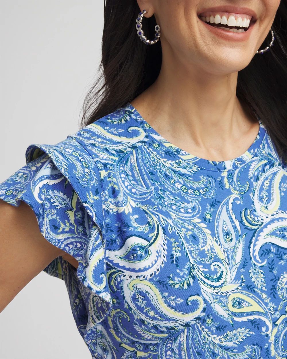 Touch of Cool™ Paisley Tiered Flutter Sleeved Tee