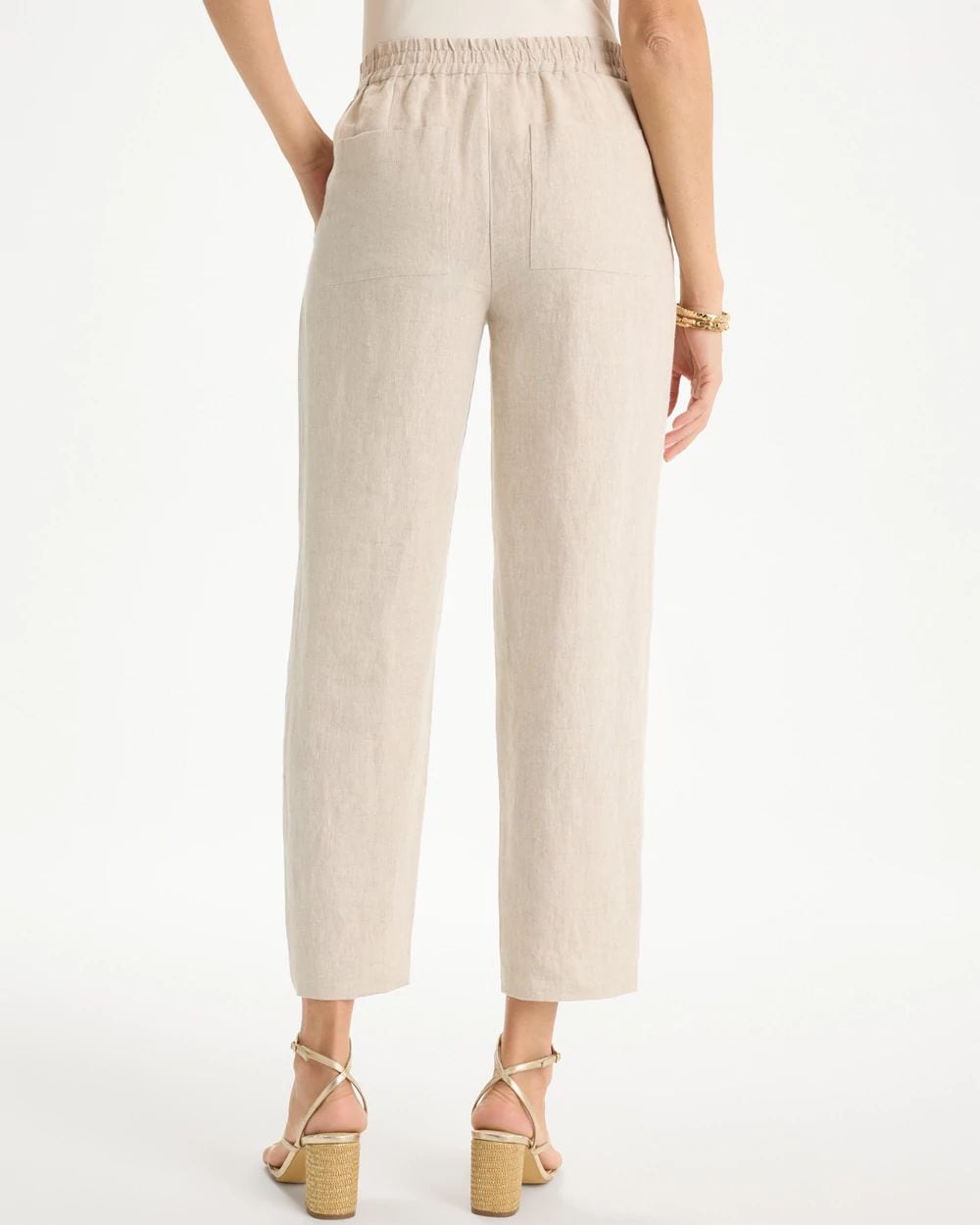 Linen Straight Tapered Ankle Pants click to view larger image.