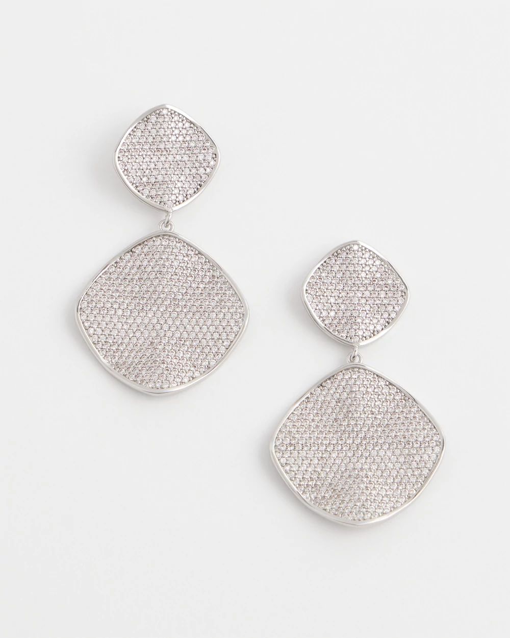 No Droop® Silver Tone Pavé Drop Earrings