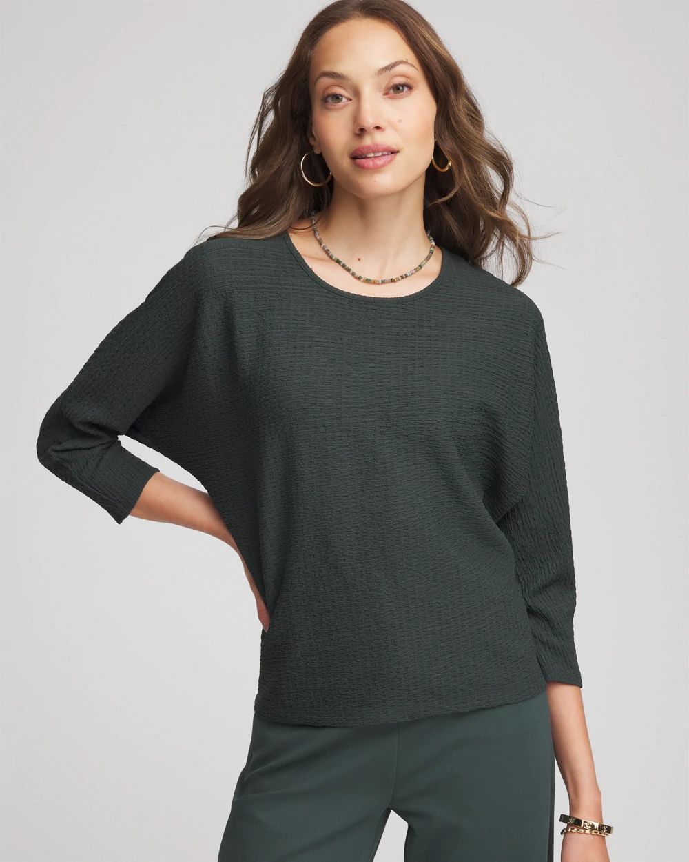 Textured Tapered-Hem Top