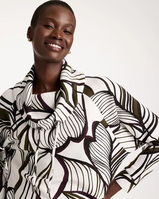 Zenergy® Soft Leaf Print Cowlneck Pullover click to view larger image.