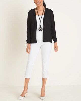 Ruched-Sleeve Cardigan
