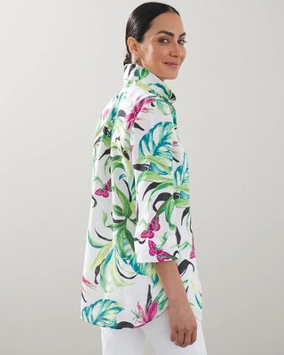 No Iron Linen Dreamy Flora Shirt