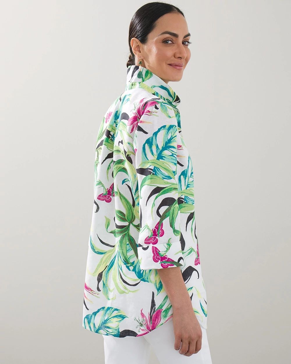 No Iron Linen Dreamy Flora Shirt