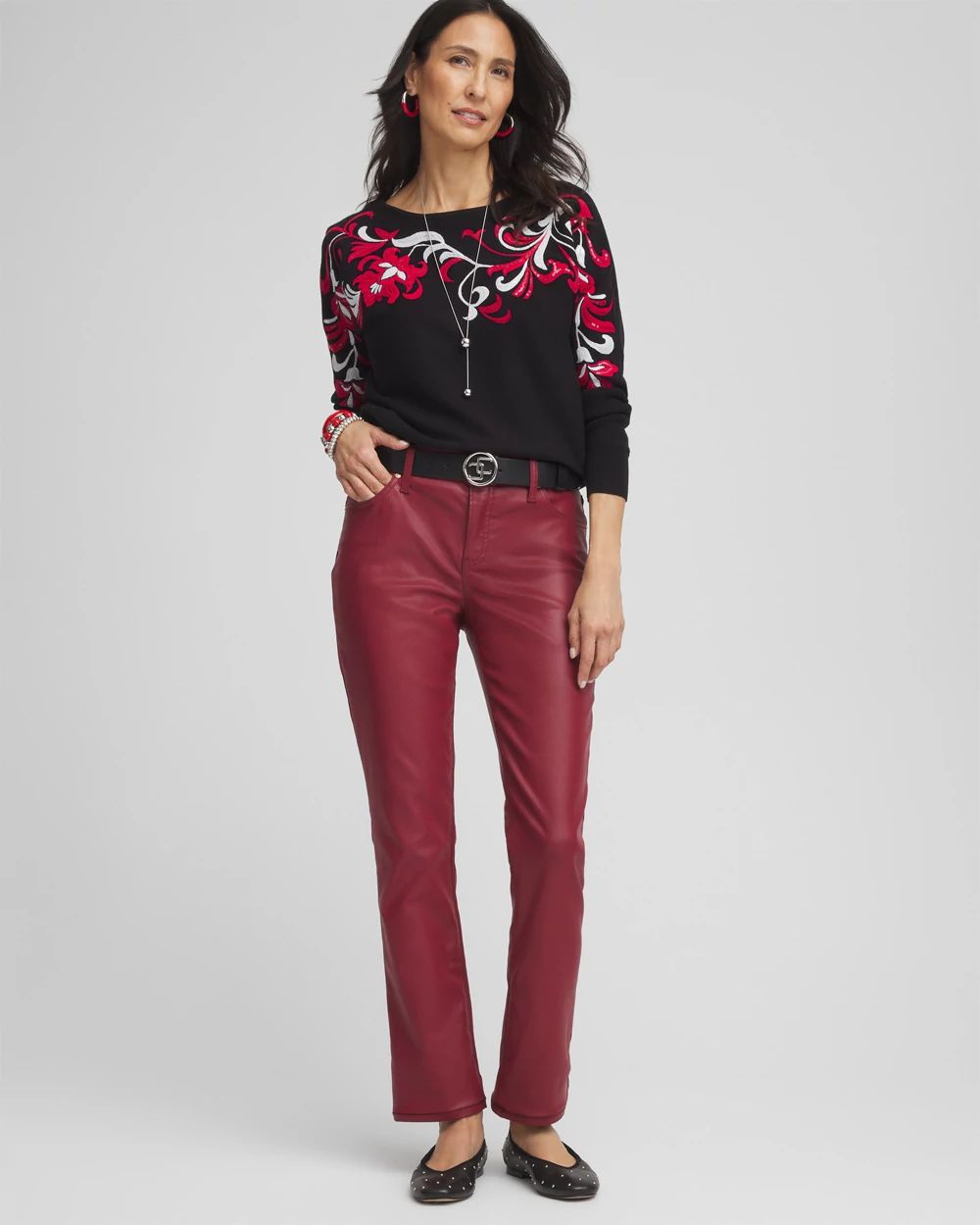 Girlfriend Coated Slim Leg  Jeans