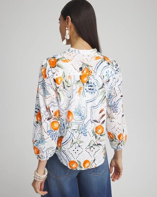 Tropical Eyelet Sleeve Shirt click to view larger image.