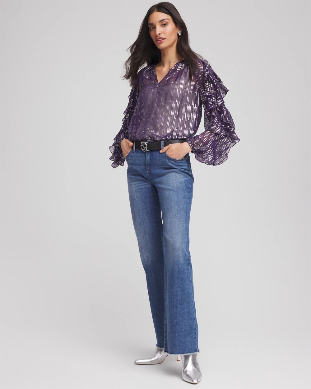 Georgette Ruffle Sleeve Blouse