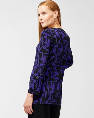 Travelers Abstract Button Sleeve Top