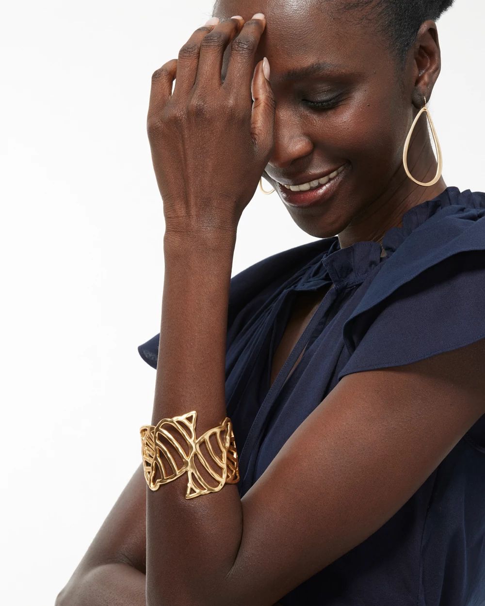 Shell Gold Tone Cuff Bracelet