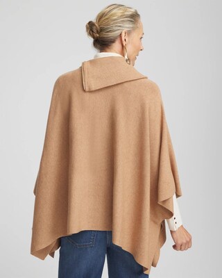 Split Neck Sweater Poncho click to view larger image.