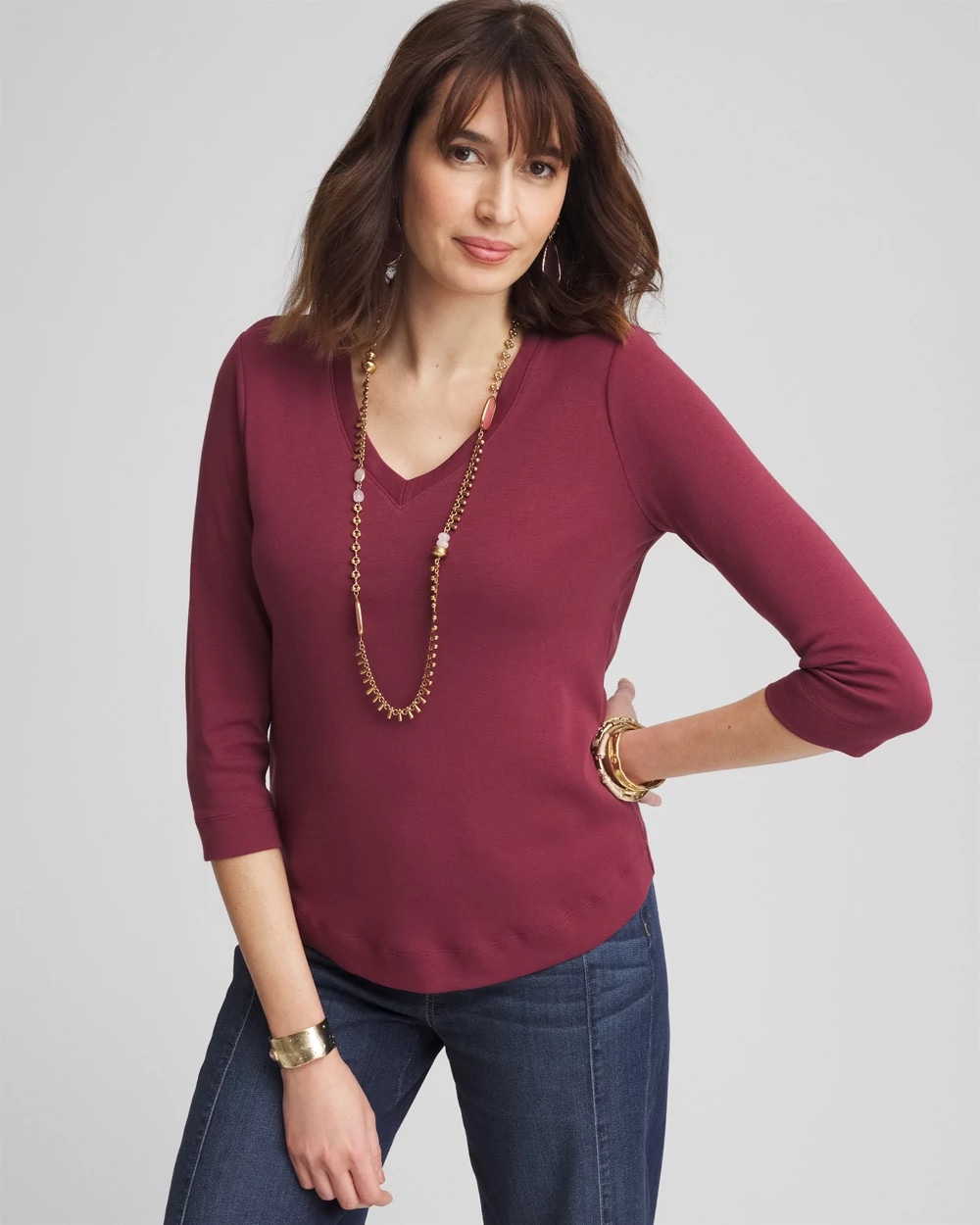 Everyday 3/4 Sleeve V-Neck Tee