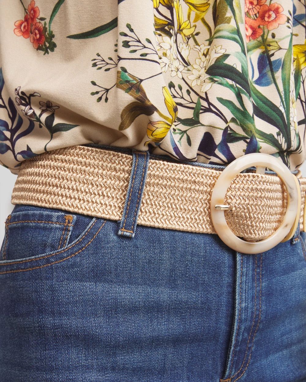 Raffia Shimmer Stretch Belt