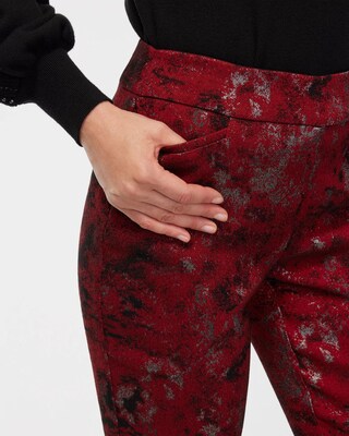 Brigitte Red Lurex Jacquard Ankle Pants