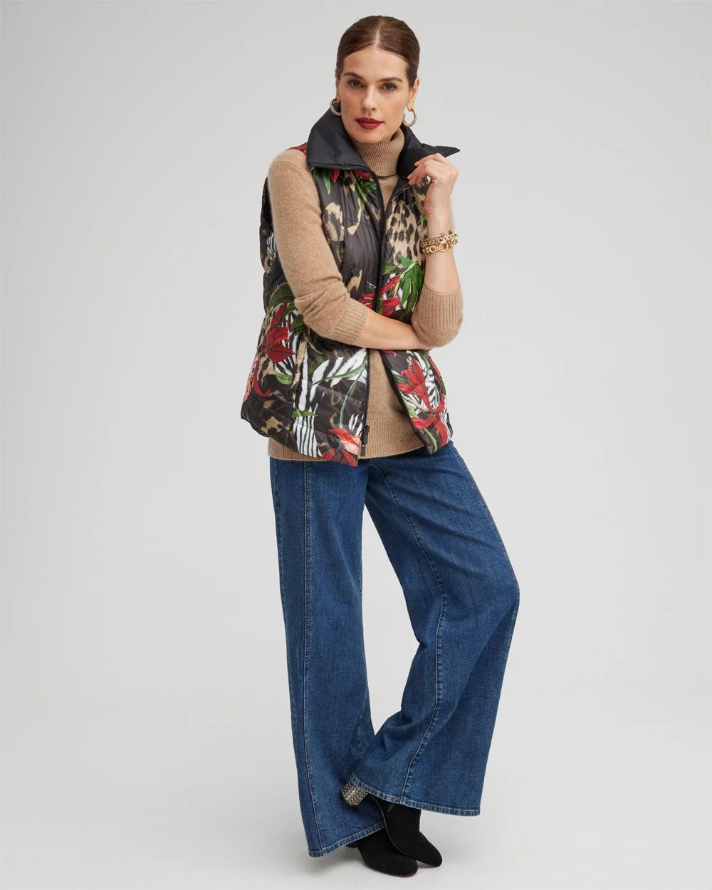 Animal Print Puffer Vest