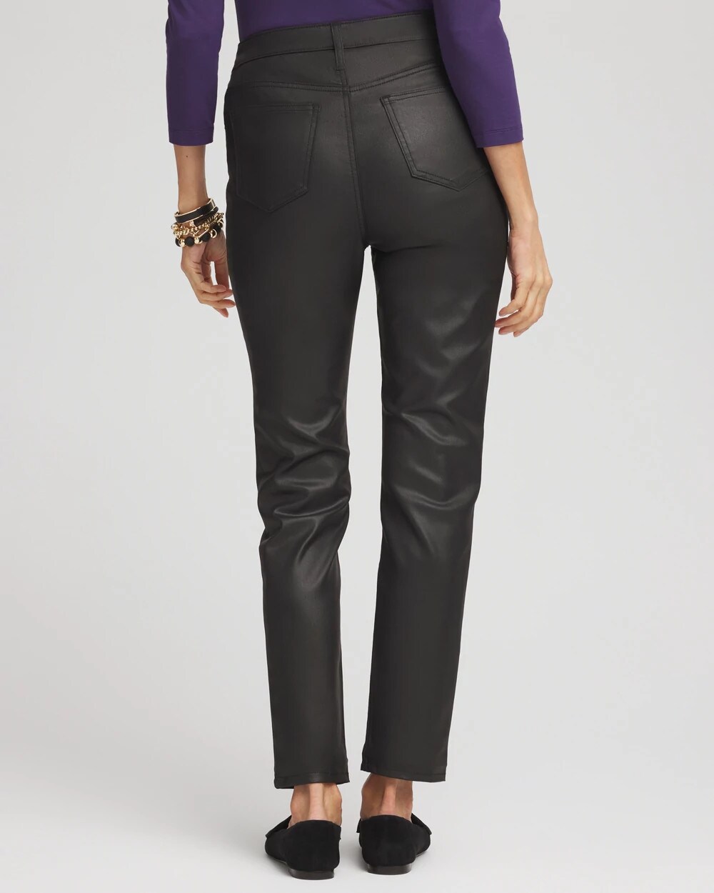 Petite Coated Denim Girlfriend Ankle Jeans