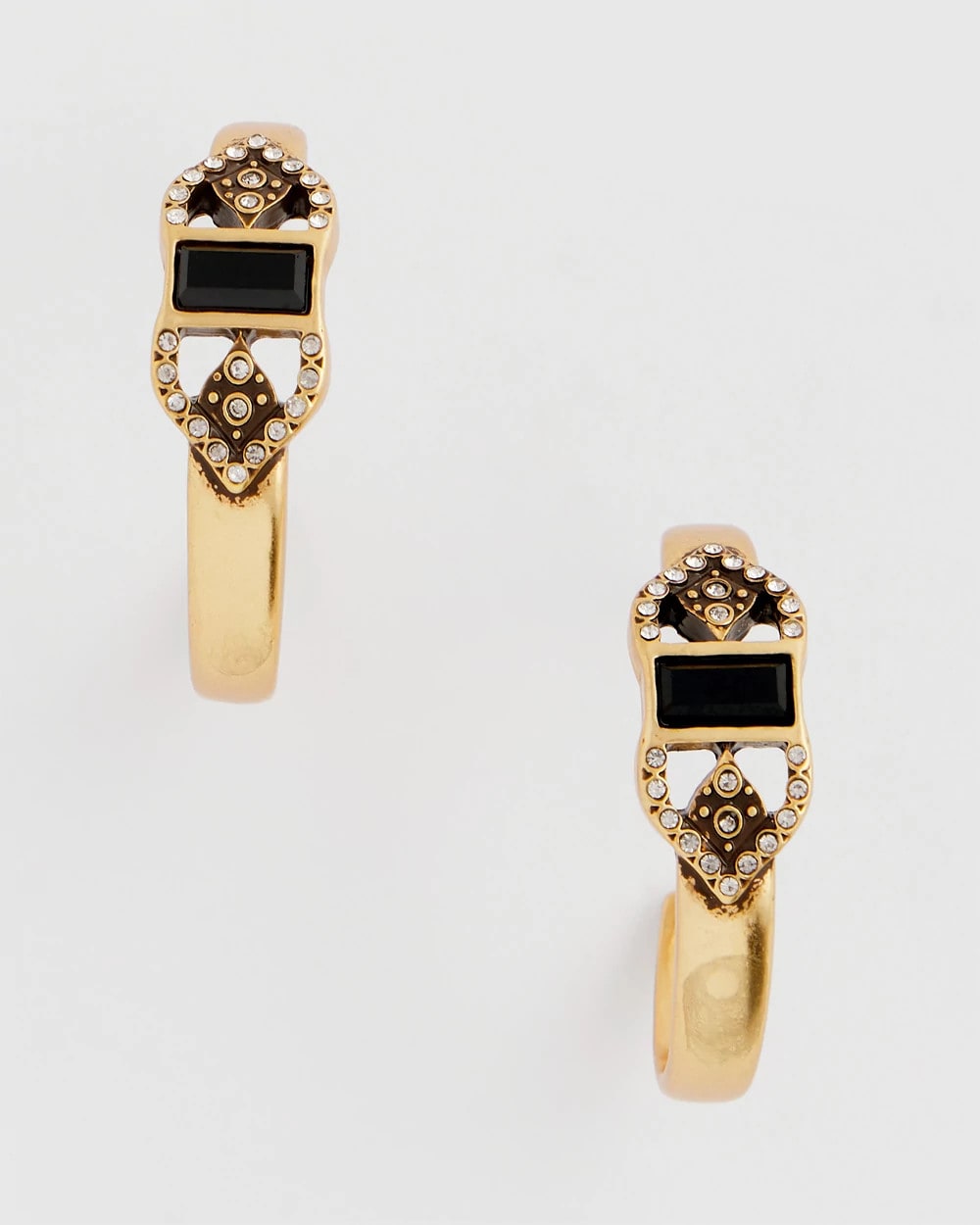 Black & Goldtone Hoop Earrings