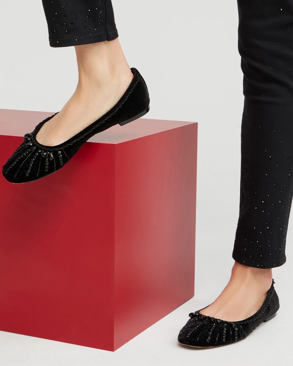 Velvet Beaded Flats