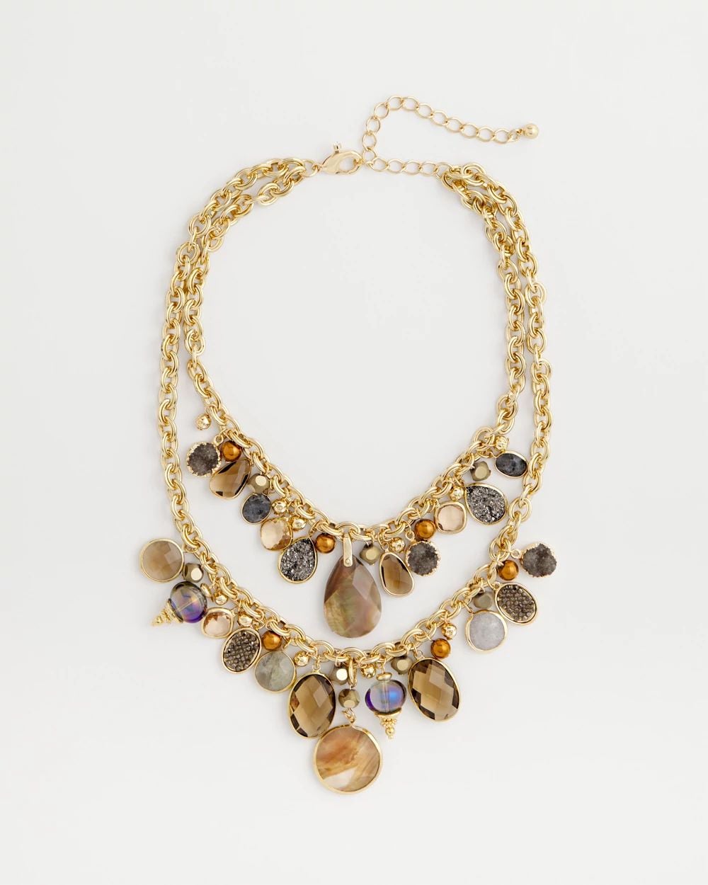 Faceted Gem Drop Off Bib Necklace