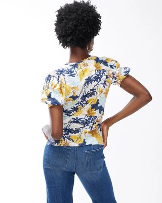 Tropical Puff Sleeve Slub Tee