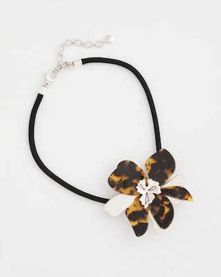 Tortoise Floral Pendant Necklace click to view larger image.