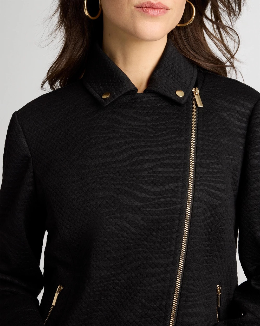 Embossed Knit Moto Jacket