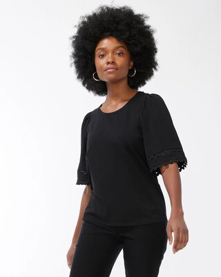 Lace Detail Flutter Sleeve Tee