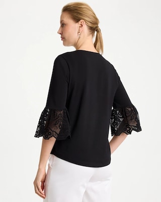 Cotton Lace Flutter Sleeve Tee click to view larger image.