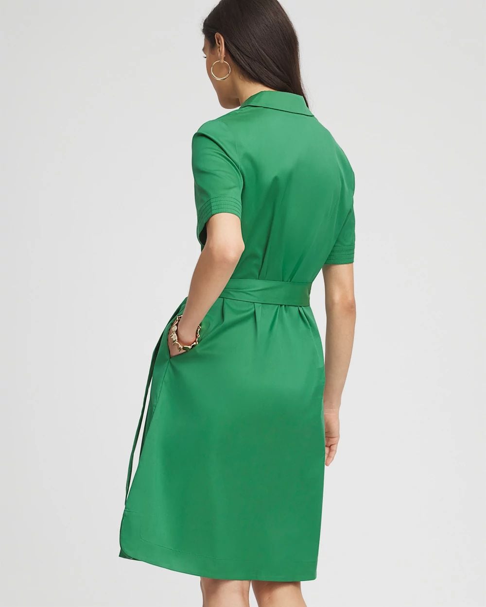 Shirttail Hem Popover Midi Dress