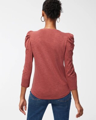 Scroll Print 3/4 Sleeve Romantic Tee