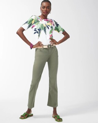 Floral  Print Cotton Crew Neck Tee