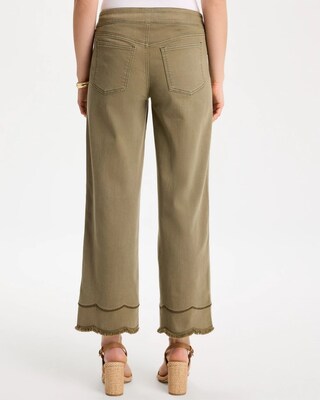 Scallop Pull-On Wide-Leg Crop Jeans click to view larger image.