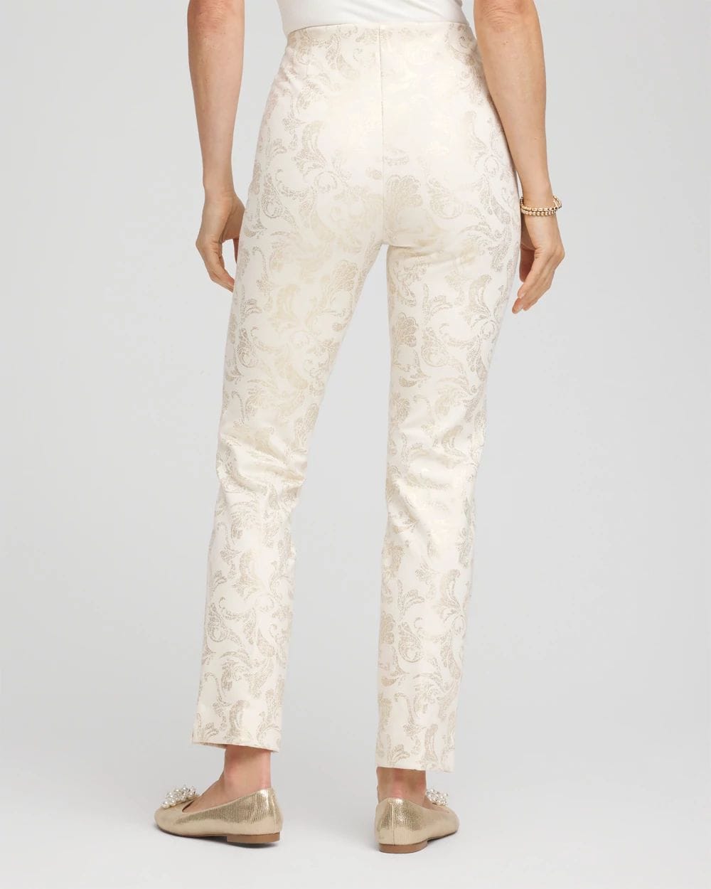 Juliet Golden Foiled Slim Ankle Pants