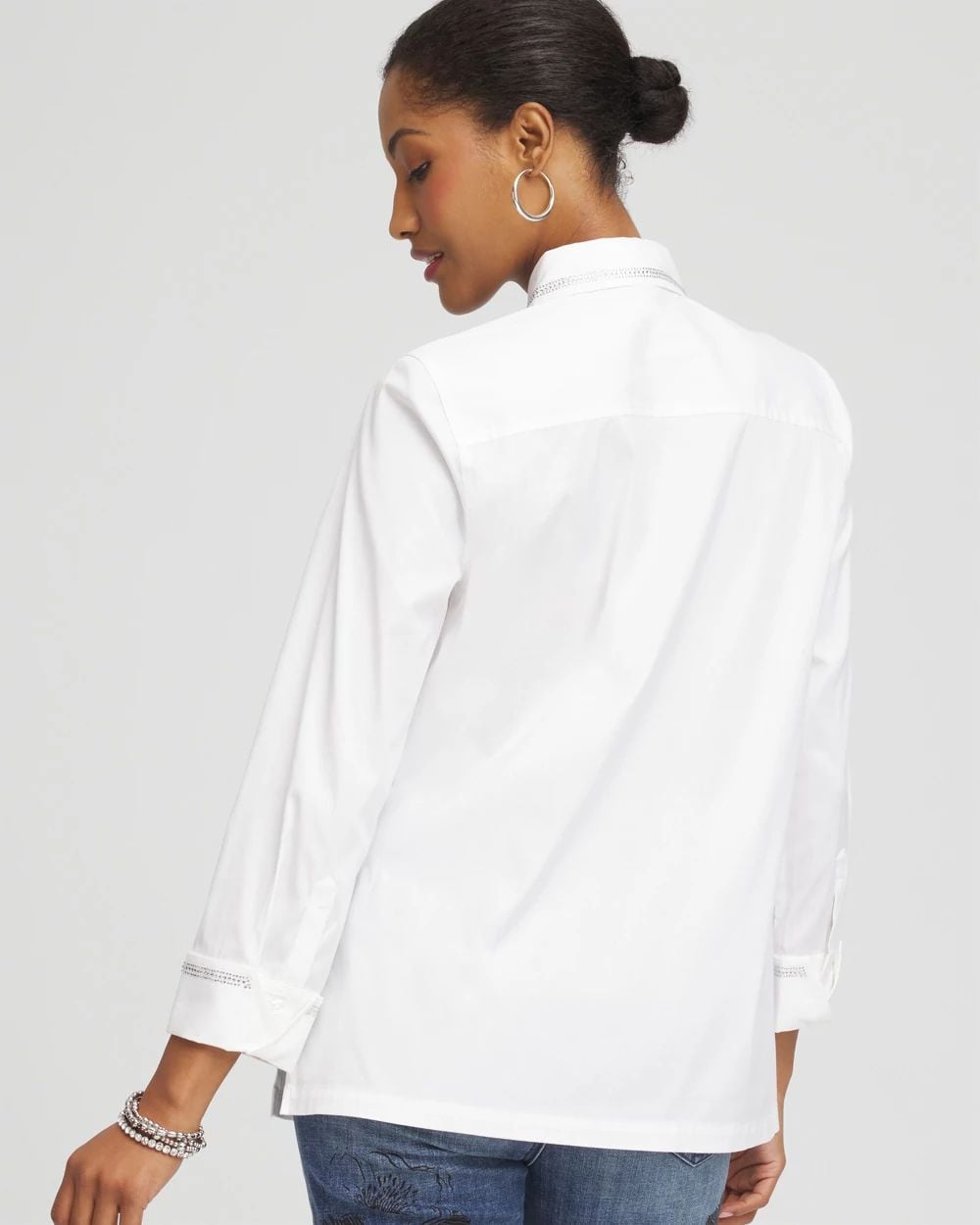 Rhinestone Embellished Poplin Tunic