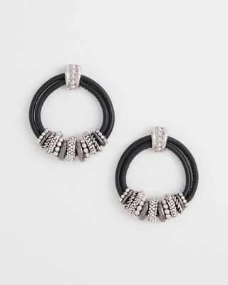 No Droop™Leather Silver Tone Earrings
