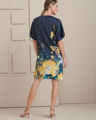 Floral-Print Satin Shift Dress