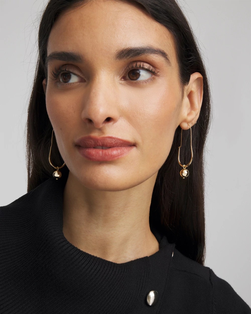 Goldtone Bead Threader Earrings