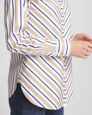 No Iron™ Camel Stripe Shirt click to view larger image.