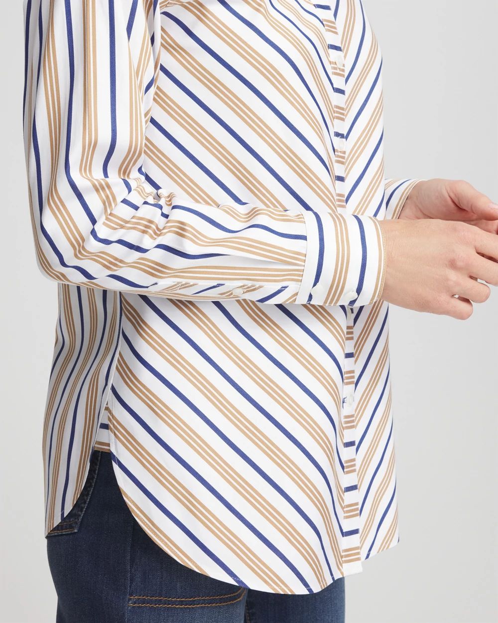 No Iron™ Camel Stripe Shirt click to view larger image.