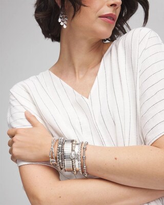 Silver Tone Stretch Watchband Bracelet click to view larger image.